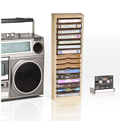 Wooden Cassette Tape Storage Organizer