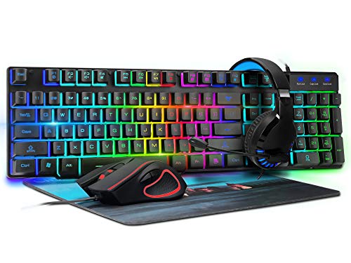 Gaming Keyboard Mouse and Headset Combo with RGB Backlit