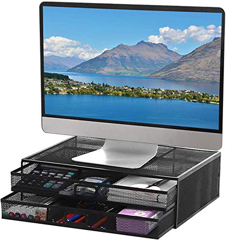 Monitor Stand Riser with Storage Drawers