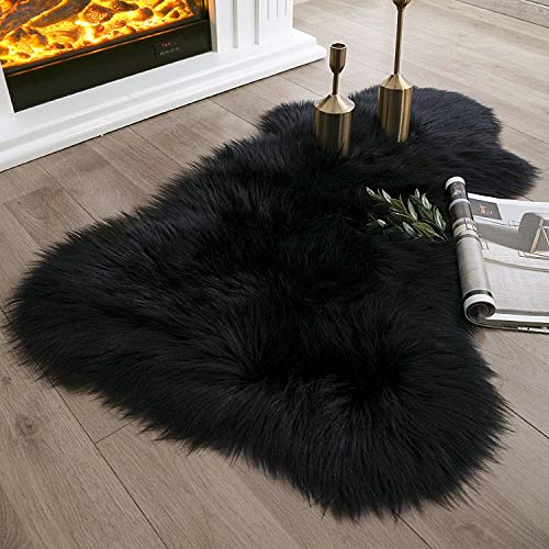 Ultra Soft Black Sheepskin Fur Rug
