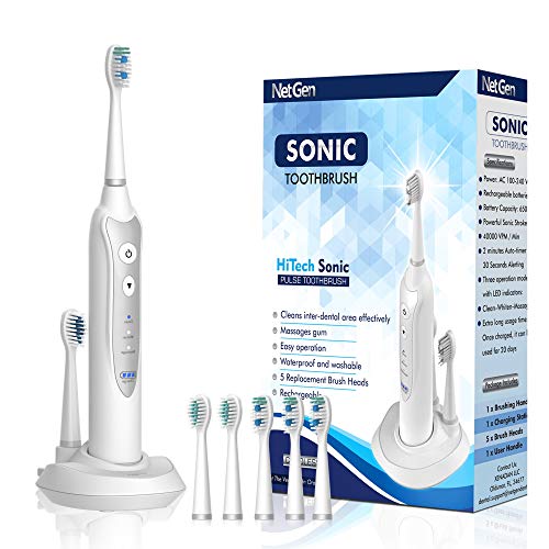Powerful Electric Toothbrush with 5 Replacement Heads