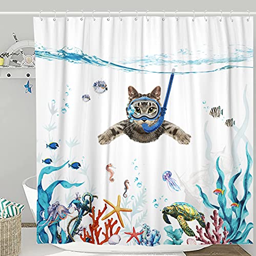 Funny Cat Shower Curtain Set