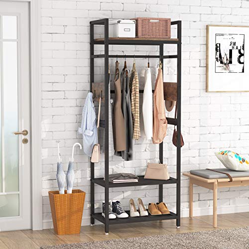 Small Heavy Duty Clothes Rack with Shelf and Hanging Rod