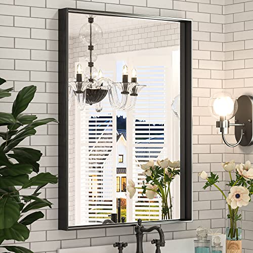 Modern Black Framed Mirror for Bathroom by Keonjinn