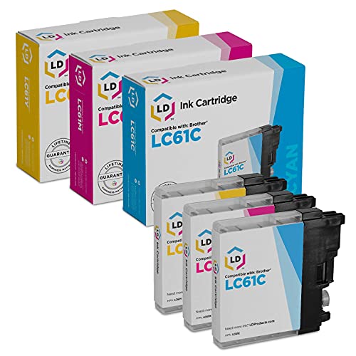 LD Ink Cartridge Replacement for Brother LC61 Series (Cyan, Magenta, Yellow)