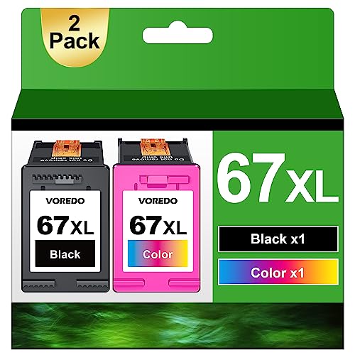 67XL Ink Cartridges Black/Color Combo Pack for HP 67XL
