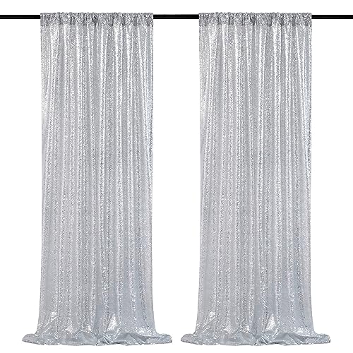 Sparkling Silver Sequin Backdrop Curtains