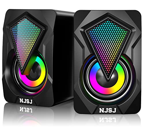 NJSJ USB Powered Gaming Speakers with RGB LED Light