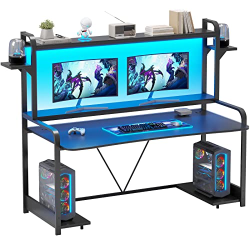 SEDETA Gaming Desk - Large Computer Desk with LED Lights