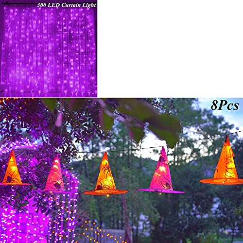 Twinkle Star 300 LED Curtain String Light, Purple - Perfect for Halloween Decor
