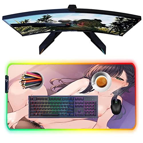 Anime Girl RGB Gaming Mouse Pad