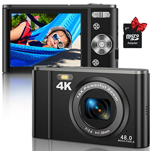 4K 48MP Digital Pocket Camera with 16X Zoom - Perfect for All Ages!