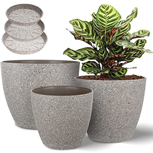 Vanavazon Plant Pots 9/8/7 Inch Set of 3 Flower Pots