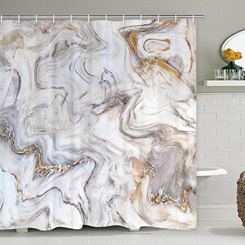 Luxury Grey Gold Marble Shower Curtain