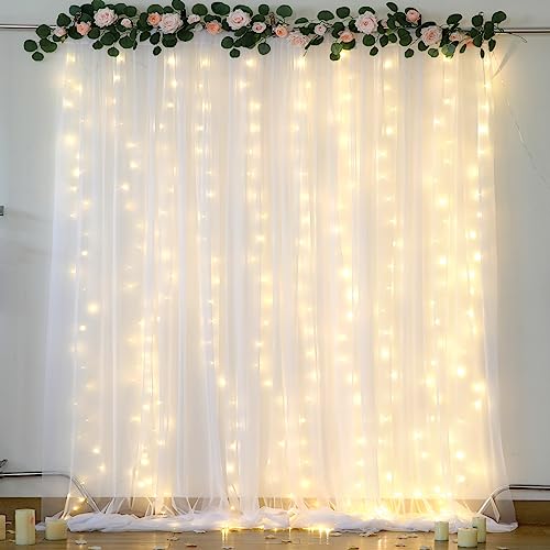 Tulle Backdrop Curtain with Lights