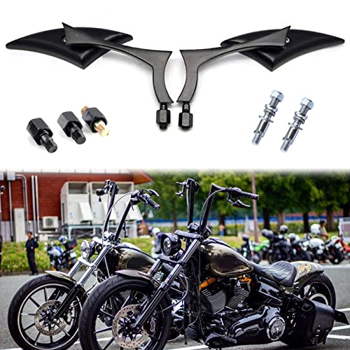 Black Universal Motorcycle Rearview Side Mirrors (Black-Harley)