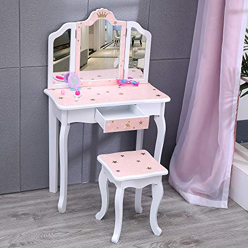 Nromant Kids Vanity Table and Chair Set