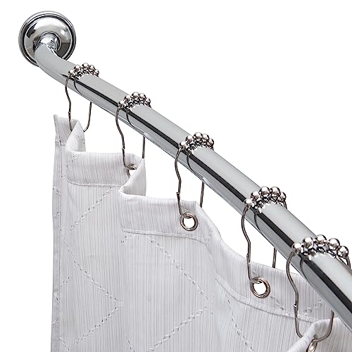 Adjustable Curved Shower Rod with Chrome Finish