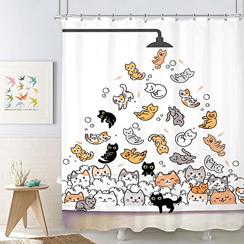 Cute Cat Shower Curtain for Kids