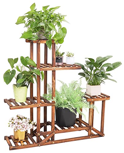 Large Wood Plant Stand - 6 Tier Flower Pot Holder Display Rack