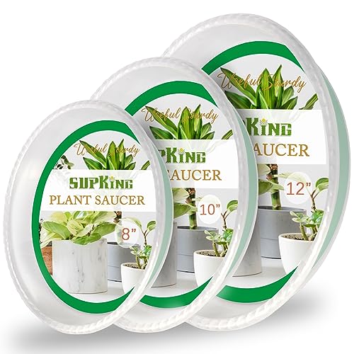 SupKing Plant Saucers 9 Pack Durable Clear Plastic Drip Tray