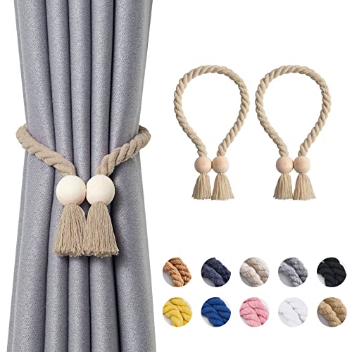 NICEEC Wooden Ball Magnetic Curtain Tiebacks