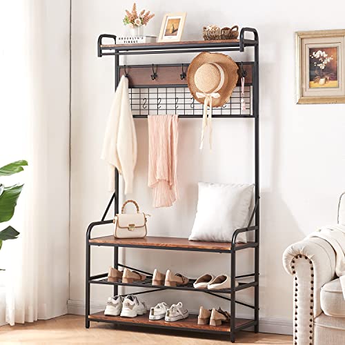 HOMISSUE Entryway Hall Tree with Shoe Bench and Coat Rack