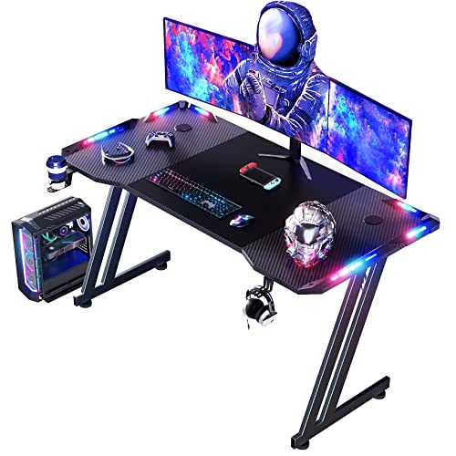 HLDIRECT Gaming Desk with LED Lights
