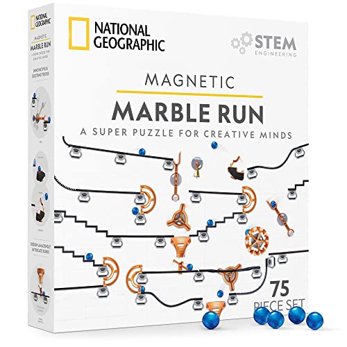 NATIONAL GEOGRAPHIC Magnetic Marble Run - 75-Piece STEM Building Set