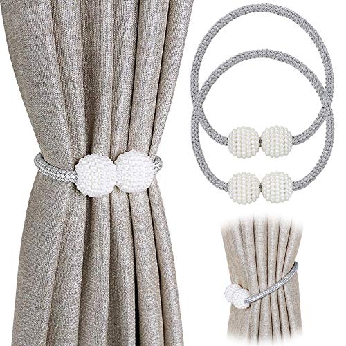 Magnetic Curtain Tiebacks - Pinowu Pearl Decorative Rope Holdback Holder