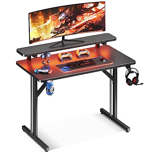 Compact Gaming Desk with LED Lights