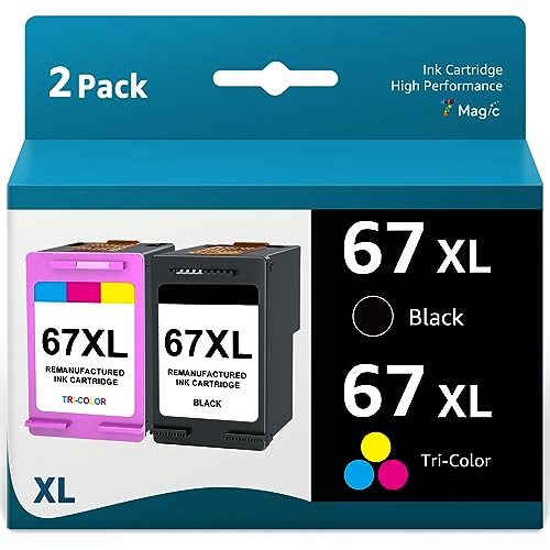 67XL Ink Cartridges Combo Pack for HP 67XL Printer