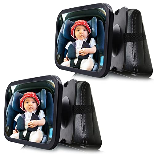 Baby Car Mirror - Wide View, Safety Seat Mirror (2-Pack)