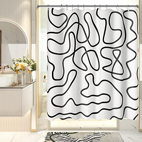 AmazerBath Black and White Shower Curtain Set