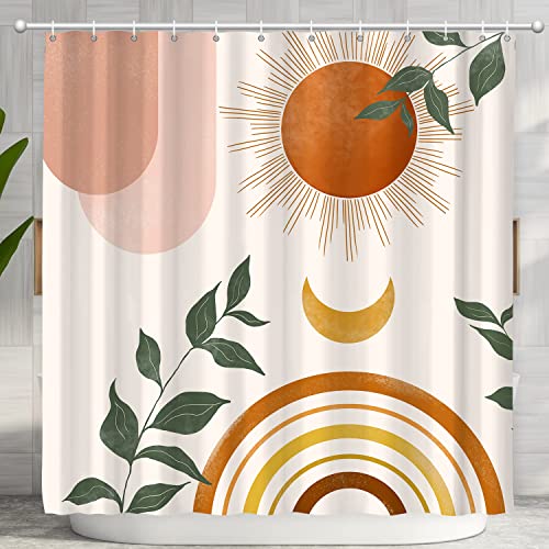 Boho Orange Aesthetic Shower Curtain Set