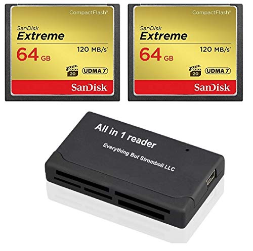 SanDisk Extreme 64GB CompactFlash CF Memory Card (2 Pack) with Combo Reader