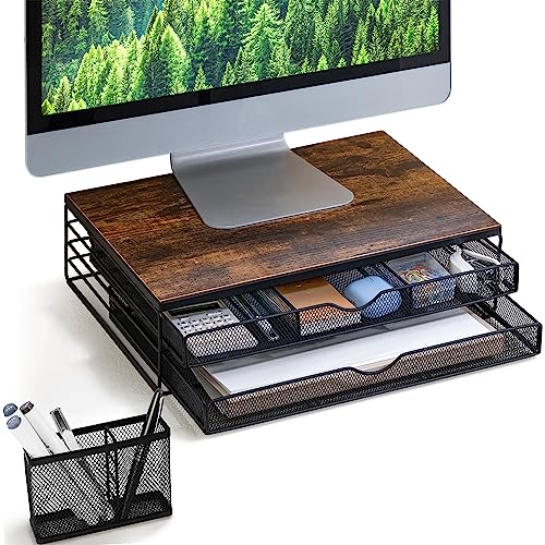 ARCOBIS Wood Monitor Riser with Drawers