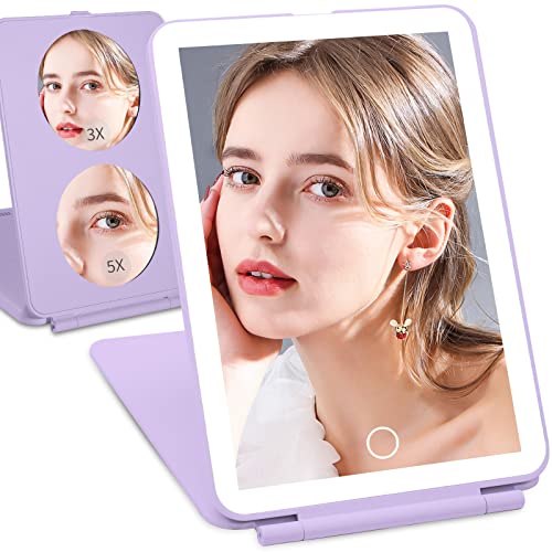 Portable LED Makeup Mirror with Light and Magnification