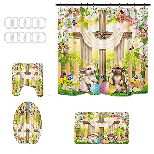 Forart Easter Egg Decor Shower Curtain Set