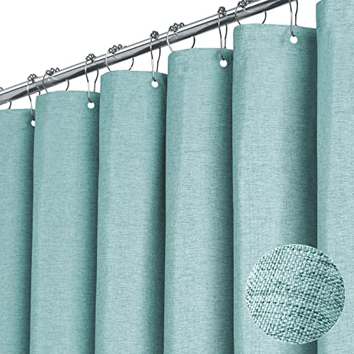 Teal Linen Textured Shower Curtain