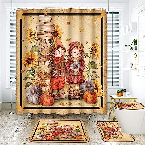 Fall Bathroom Sets with Shower Curtain and Rugs