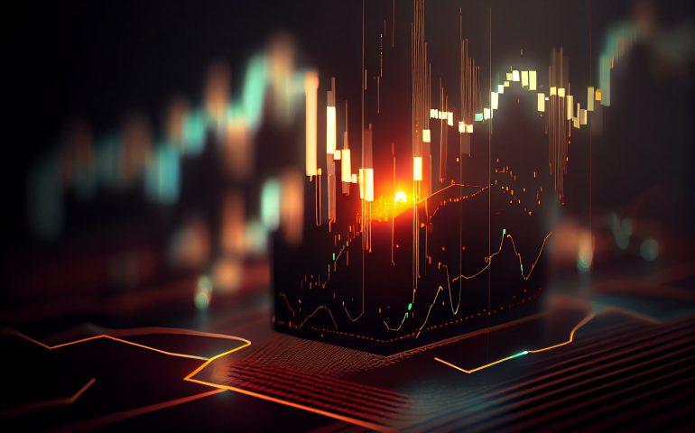 Stock market trading investment candlestick graph