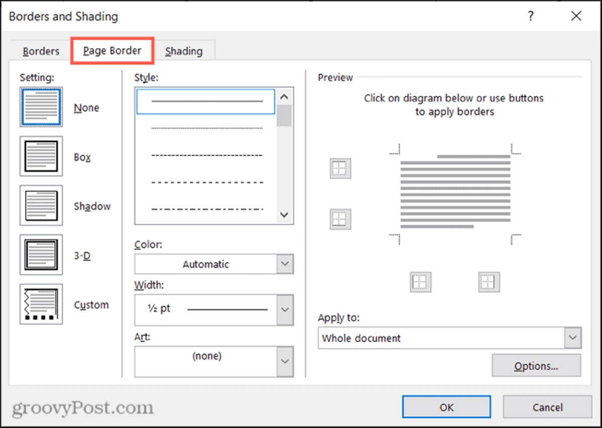 Applying A Border To Part Of A Microsoft Word Document