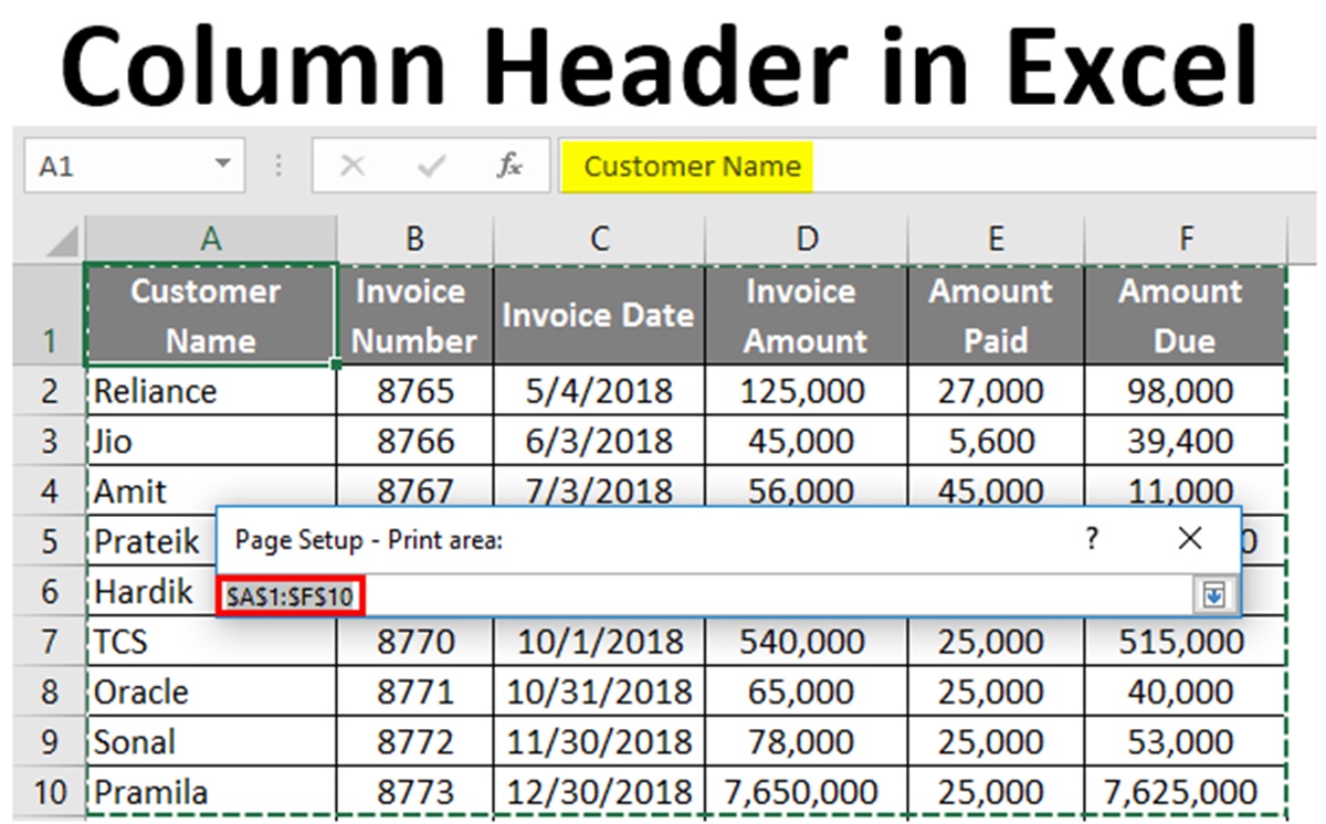 Column And Row Headings In Spreadsheets