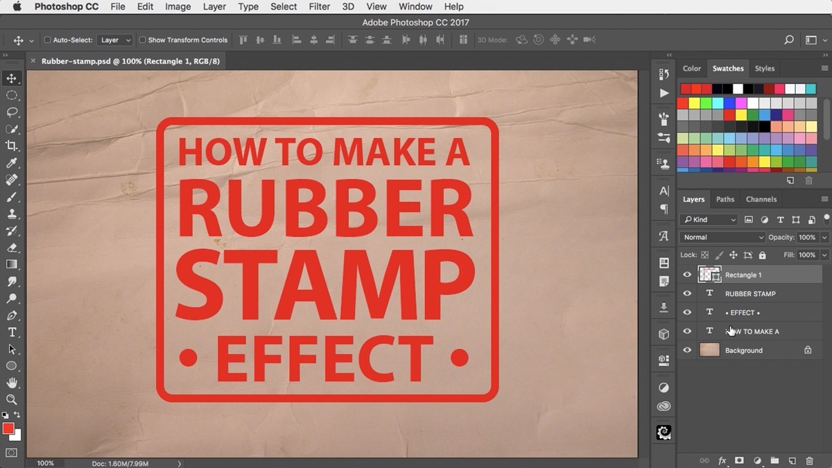 Create Grunge Or Rubber Stamp Text Effect In Photoshop