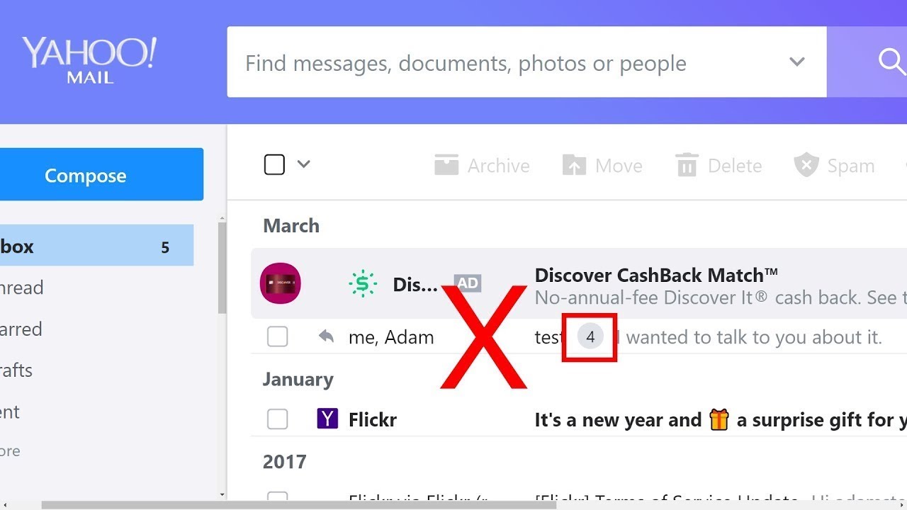 Delete An Individual Email From A Conversation In Yahoo