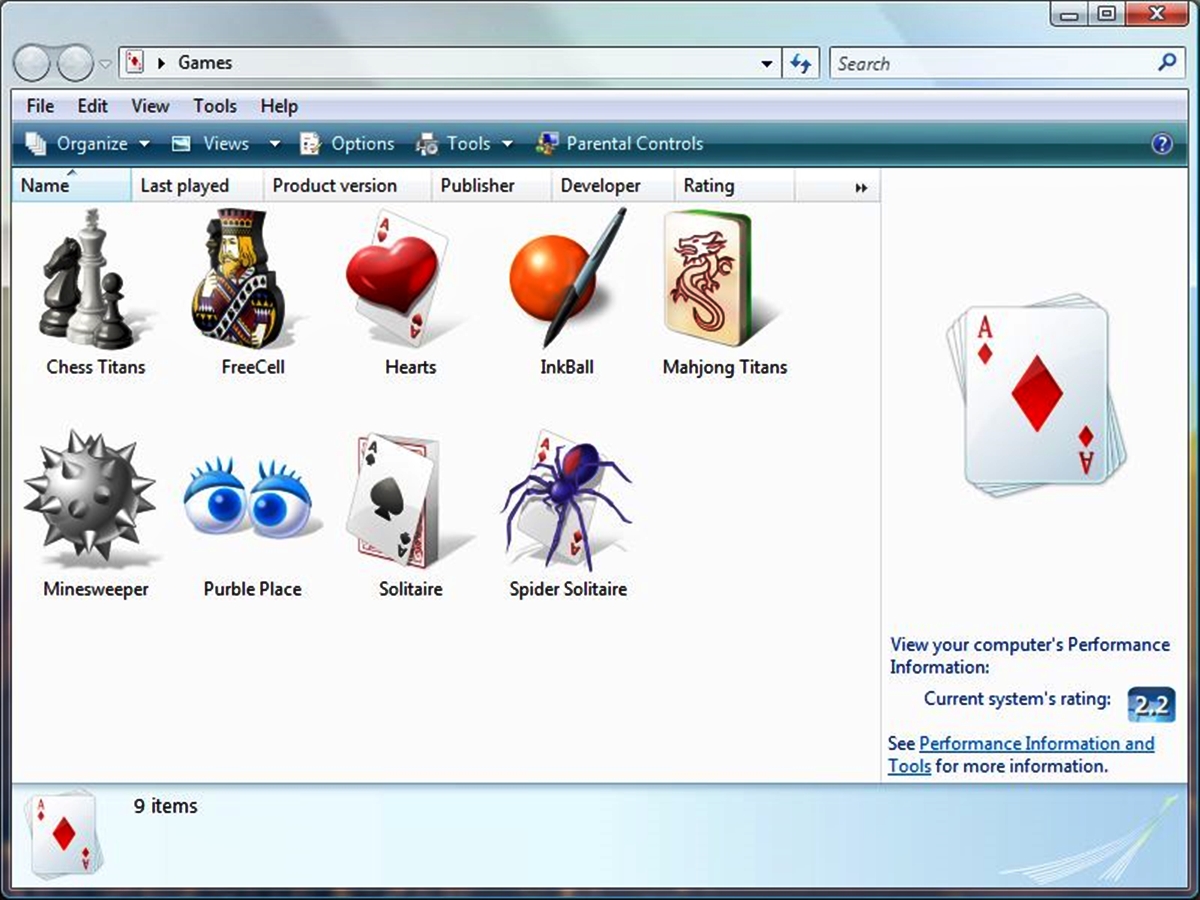 Games Included With Microsoft Windows Vista