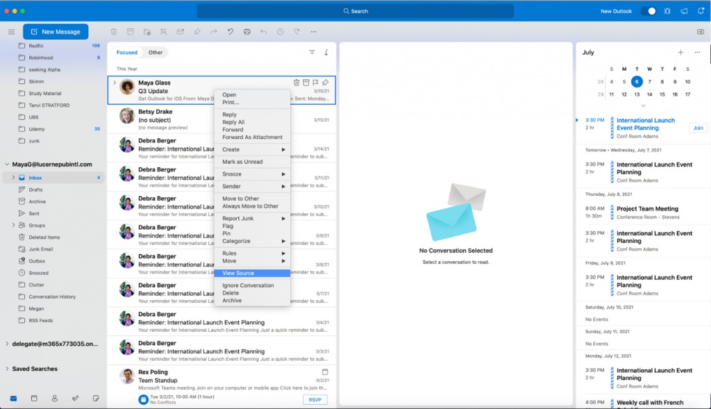 How To Access An Email Message Source In Outlook.com