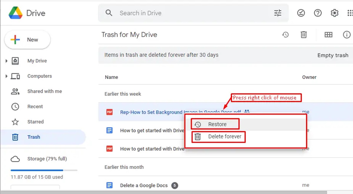 How To Access Google Docs Trash