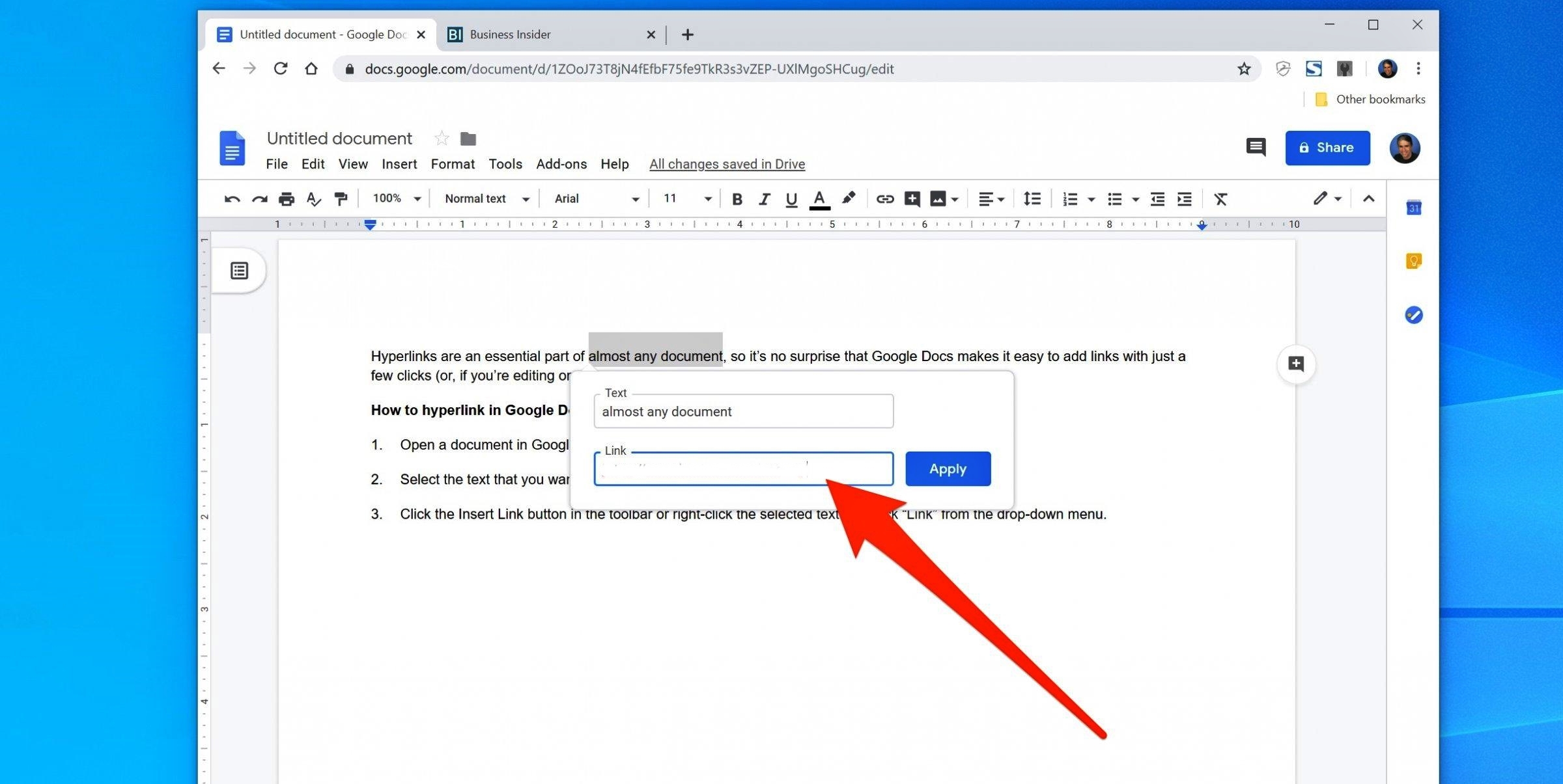 How To Add A Hyperlink In A Google Doc
